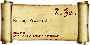 Krieg Zsanett névjegykártya